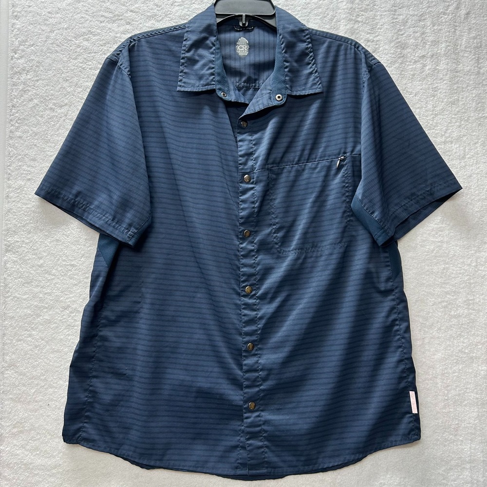 Club Ride Mens Size L Blue Short Sleeve Snap Button Up Shirt (S2)